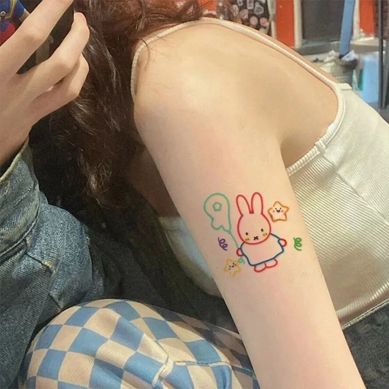 Miffy Kawaii Anime Cartoon Rabbit Stickers Internet Celebrity Hot Style Cute Washable Student Wrist Clavicle Tattoo Stickers