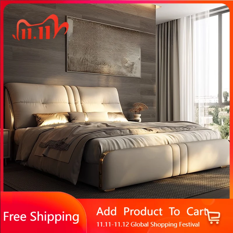 

Luxury Double Bed Modern Sofa Design Simple Princess Sleeping Massage Bed Leather Headboards Muebles Lounge Suite Furniture