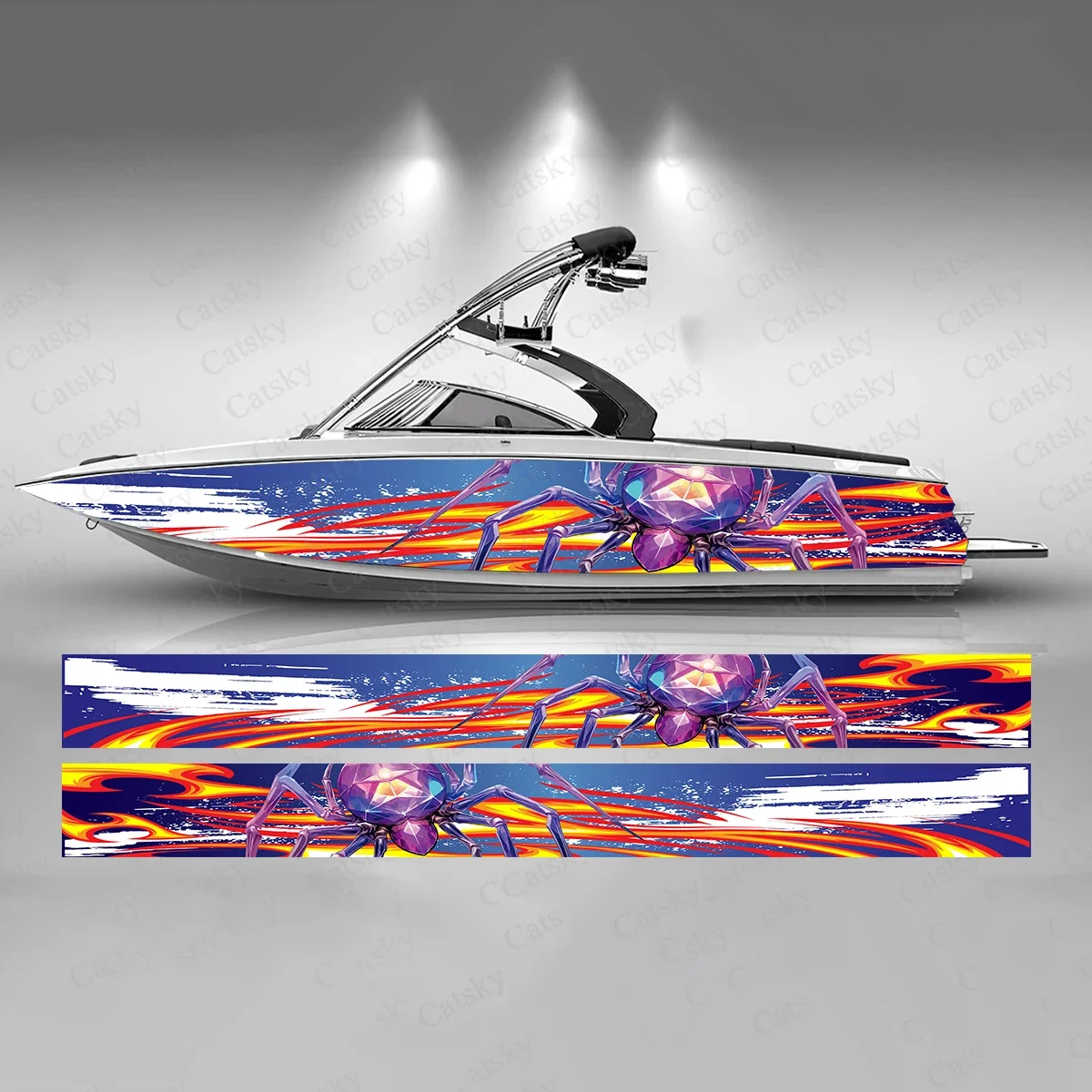 Spider Colorful Abstract Boat Sticker Fashion Custom Fish Boat-Sticker Vinyl Waterproof Boat Wrap Graphic Boat Wrap Decal