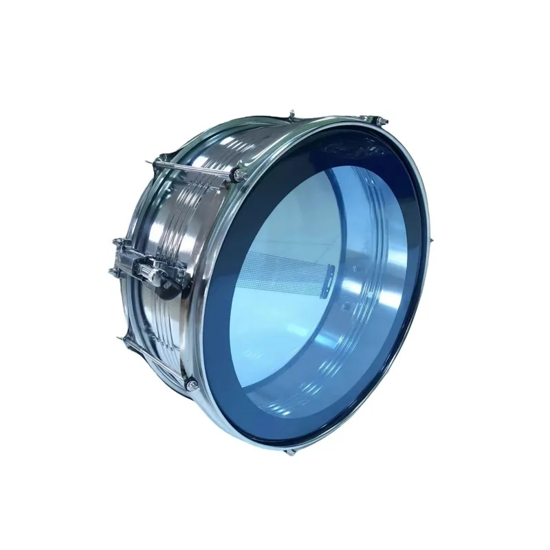 14-Inch Marching Snare Drum with Shoulder Strap Blue Drum Head Metal Steel Shell for Drum Corps