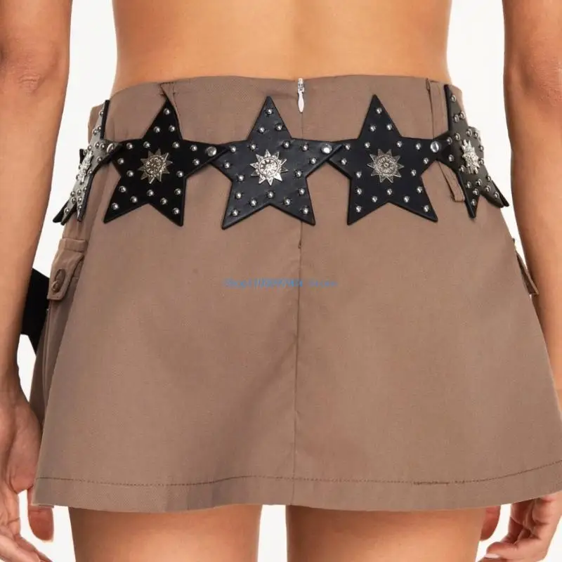 

N7YF Ethnic Rivet Studded Belt Cool Western Corset All Matching Waiststrap for Daily