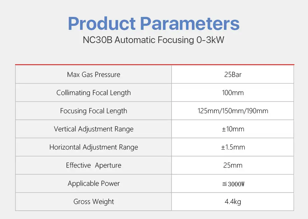 GYC LAS ER 0-3KW WSX NC30E Autofocus Fiber Las er Cutting Head