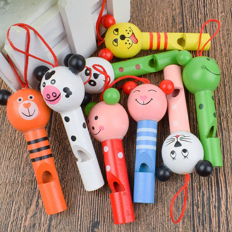 Śliczne wielokolorowe drewniane gwizdki dla dzieci 1 sztuk upominki na przyjęcie urodzinowe dekoracje generatory hałasu torby gody Pinata prezenty zabawka dla dziecka