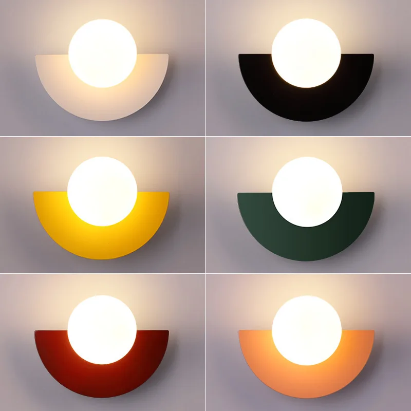 Modern simple colorful glass wall lamp creative art ins living room children's room background wall LED Macaron wall lamp
