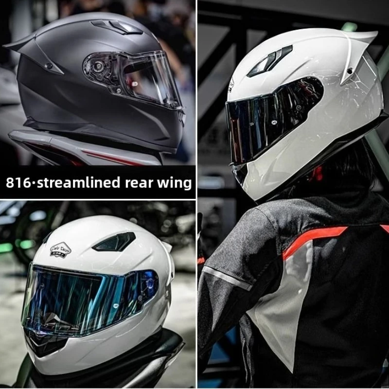 

Гоночный мотоцикл для взрослых, винтажный шлем, анфас, шлем, одобренный ECE, большой спойлер, унисекс, шлем, мото Cascos, мотоциклисты