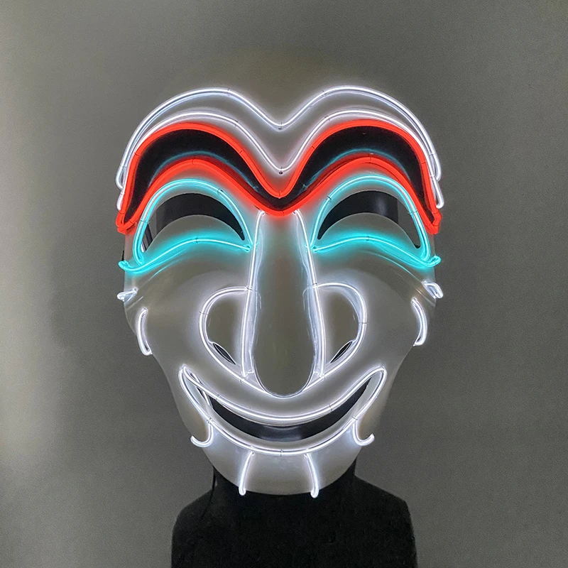 قناع تنكري مضيء بالنيون، قناع بيت المال الورقي، قناع تنكر متوهج للرجال والنساء، دعائم تنكرية للفيلم #3