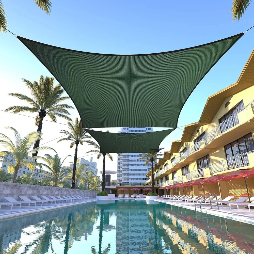 

TAPR1620 Custom Size 8' x 18' Green Sun Shade Sail Canopy UV Block UPF50  Rectangle - Commercial Standard Heavy Duty - 190 GSM