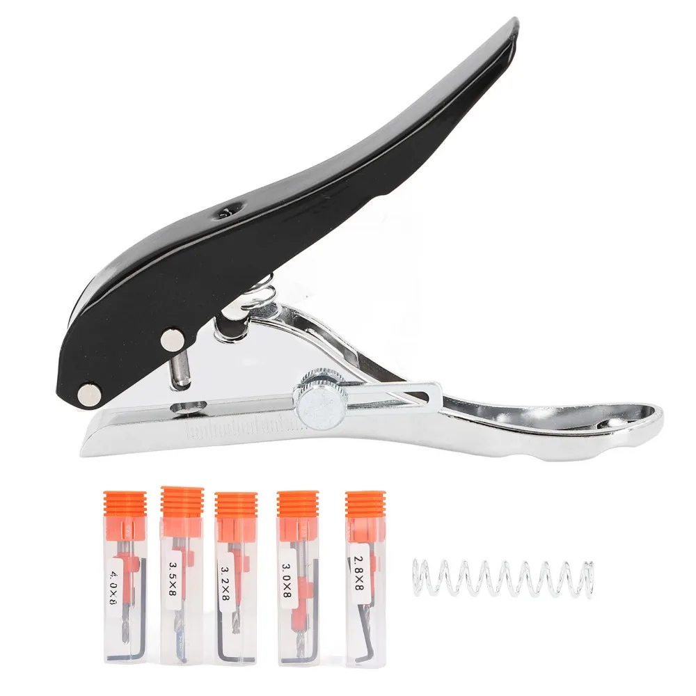 8mm Punch Size Hole Punch Pliers 5 Countersunk Drill Bits Portable Design Single Hole Punch Hand-Held Operation