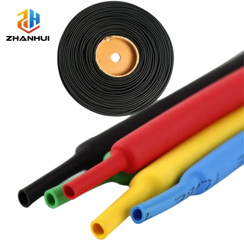 1M Heat Shrink Tubing 2:1 Shrink Ratio Polyolefin Insulated Cable Sleeve 1-10mm Electrical Wire Protector 8 Colors