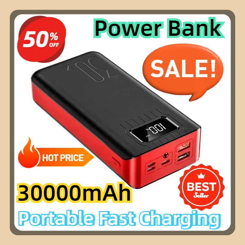 

Suitable for IPhone Portable Fast Charging Mobile Power Bank External Battery Charger 30000mAh