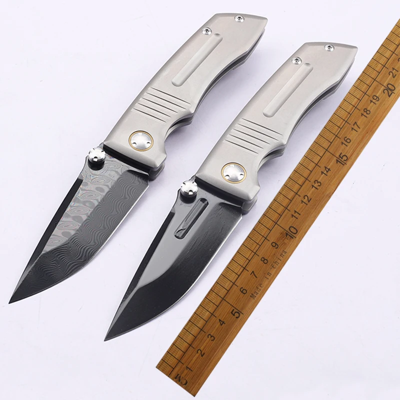 

DLC Coated Damascus Steel VG10 Blade Titanium Alloy Handle Folding Knife for Outdoor Survival Camping Hiking Portable Tool Knife