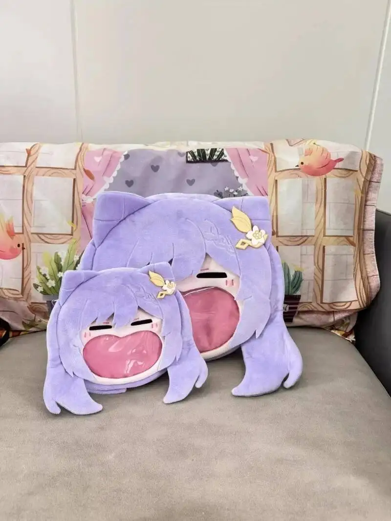 Game Genshin Impact Cosplay Keqing Plush Transparent Campus Zipper Big Mouth Cartoon Backpack Messenger Shoulder Bag