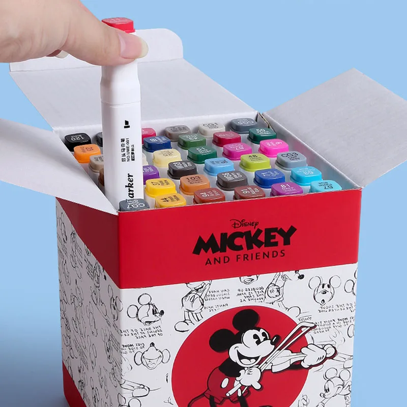 24/36/48color Disney Mickey Marker Pen Student Art Special Drawing Graffiti Double Headed Watercolor Pen Kids Stationery Supplie
