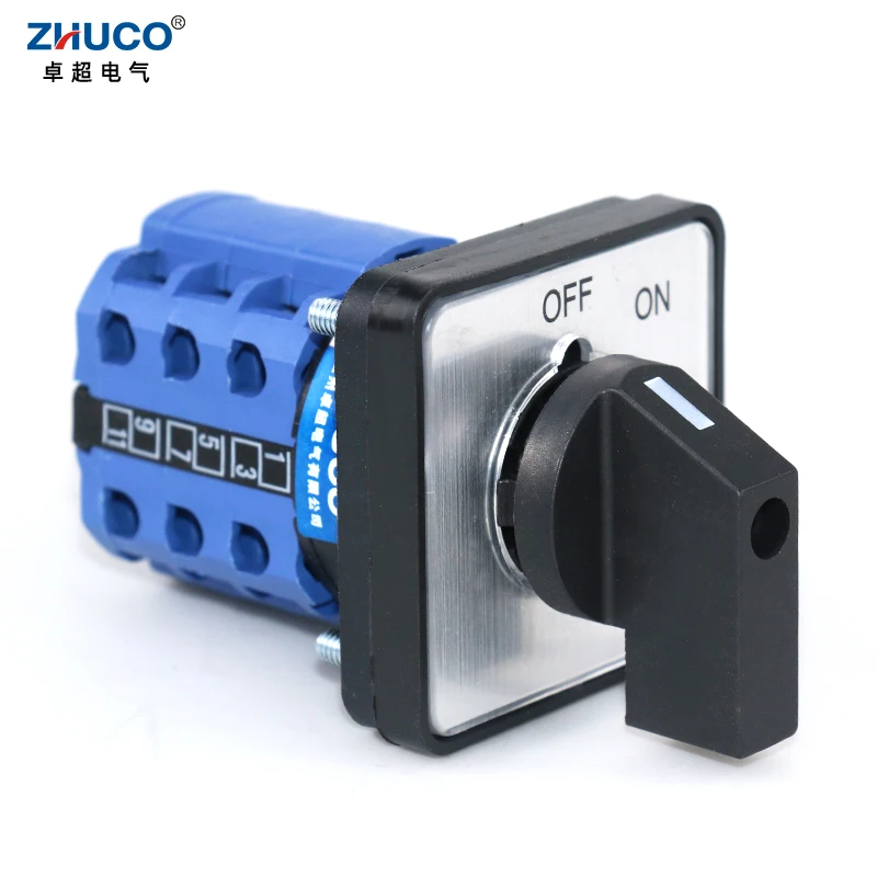 ZHUCO SZW26/LW26-20/C06.3 20A 3 Pole 2 Position 64X64 48X48 Mm Panel Selector Transfer Rotary Cam Universal Switch ON OFF