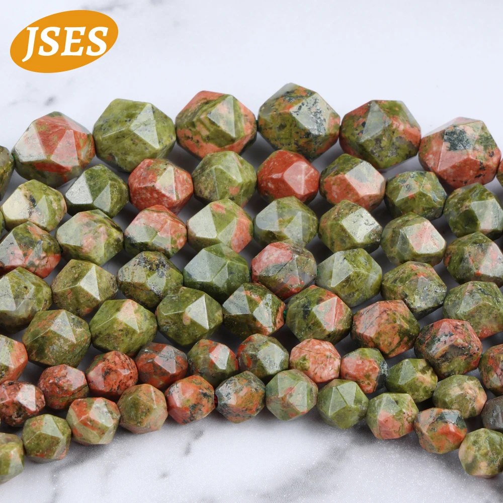 AAA Natural Unakite Jasper Star Faceted Cut Strand Beads for Jewelry Making Bracelets Wholesale DIY Beads Accessorries 6 8 10mm