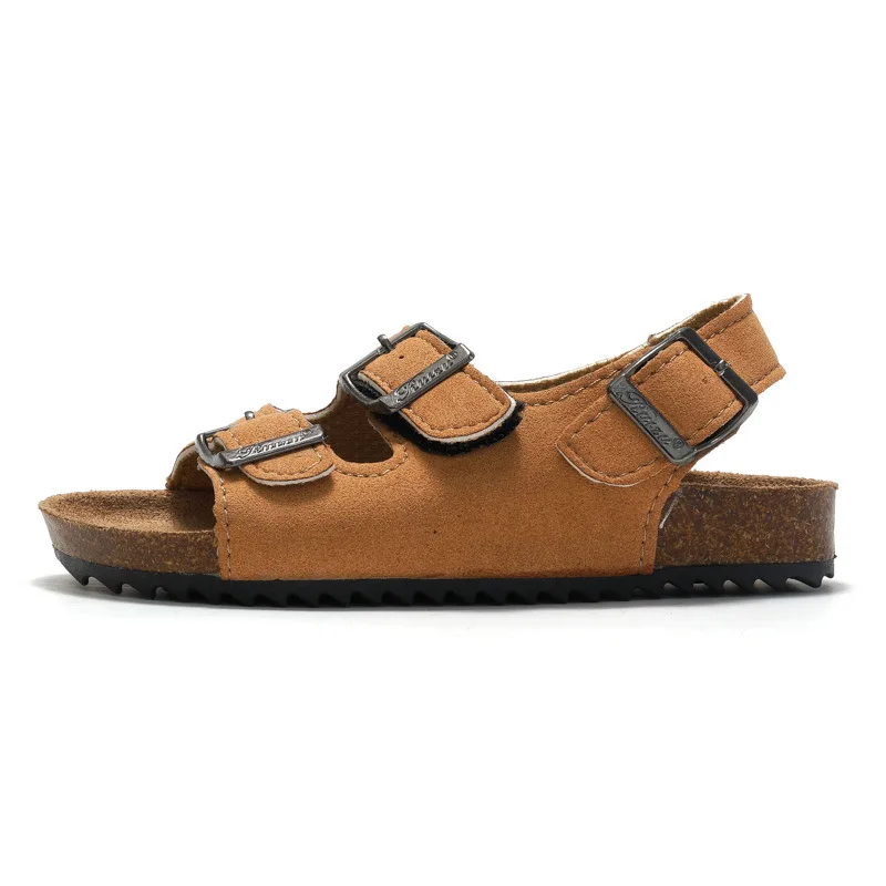 Sapato casual antiderrapante com sola de cortiça infantil, chinelos de praia para exterior infantil, sandálias de verão, moda infantil