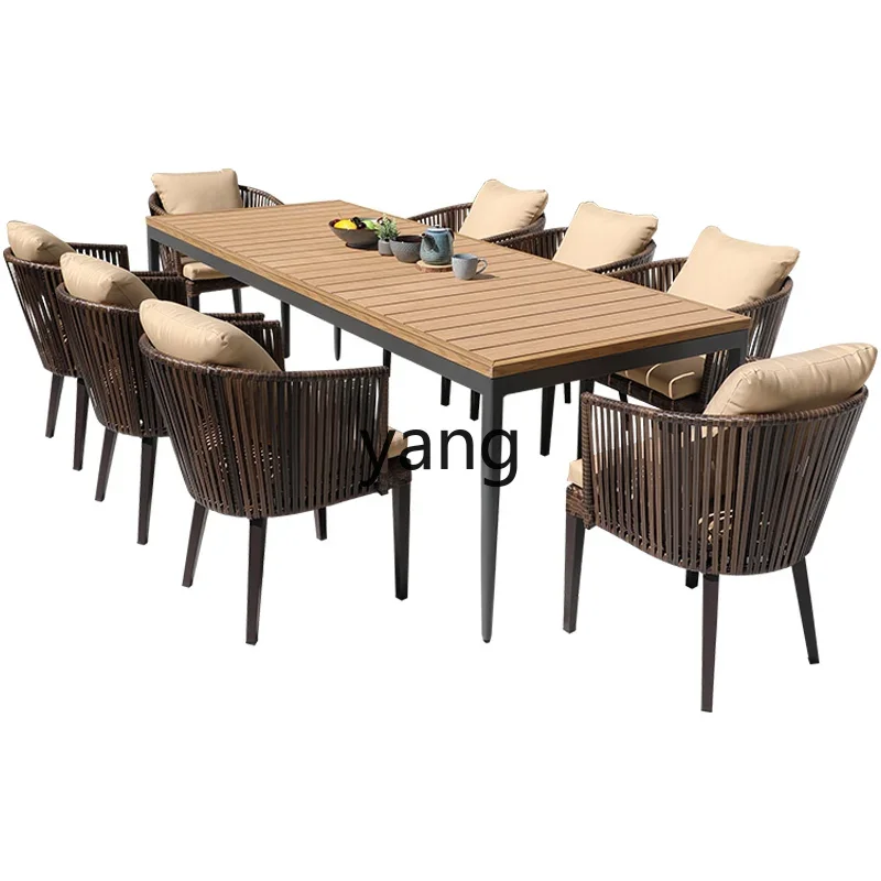 

Lmm outdoor leisure table and chairs villa yard garden terrace waterproof rattan chair