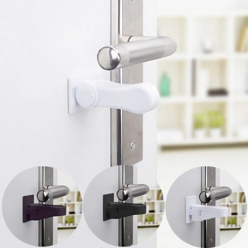 ABS Door Handle Lock Safety Equipment Multifunctional Unisex Safety Lock No Punching Anti-pinch Safety Protection Buckle