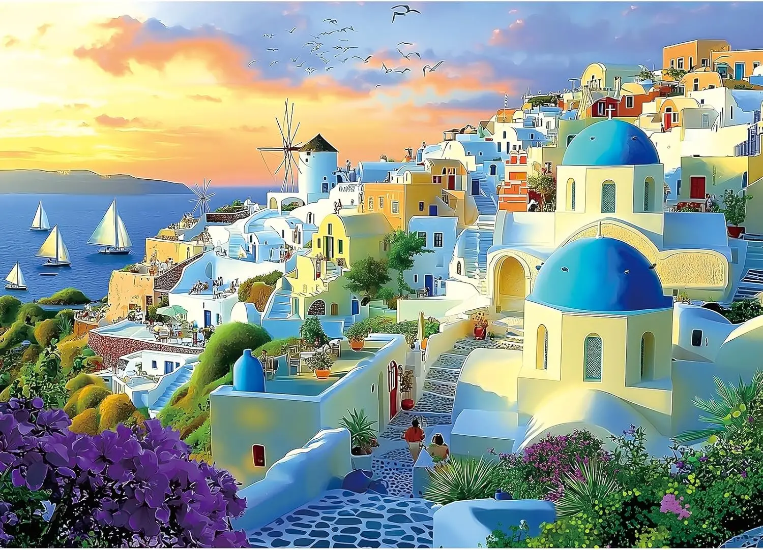 

Деревянные пазлы с изображением заката на Санторини, Греция, разных размеров, для декора дома, подарок на день рождения, игрушка для мужчин, женщин, пожилых людей