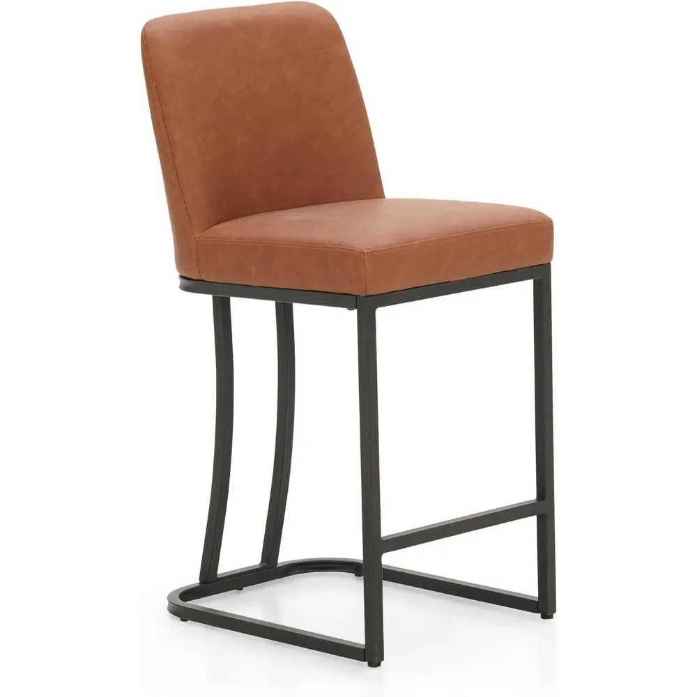 Counter Height Bar Stools with Back for Kitchen Counter 24 Inch Modern Upholstered Faux Leather Barstools Farmhouse Bar Chairs