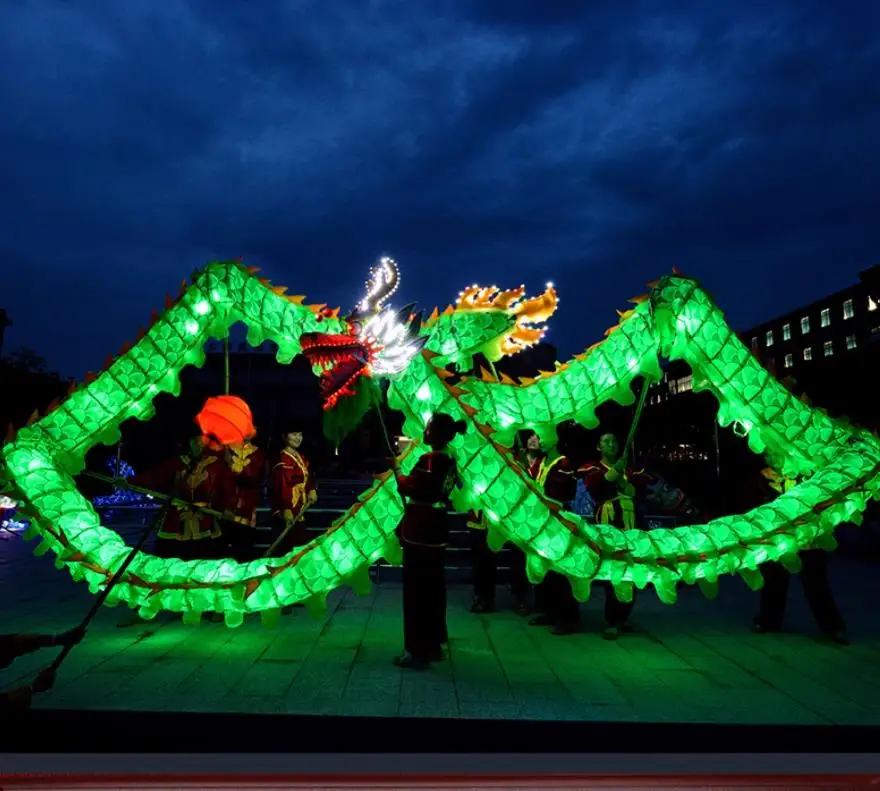

Led Silk 10m Adult Silk Dragon Dance Size 4 Costume 6 Players Art Christmas Party Chinese Folk New Year Performance Game Stage