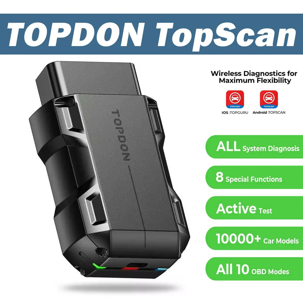 TOPDON TopScan OBD2 Scanner Bluetooth, Bi-Directional Scanner Wireless All System Diagnostic Tool for iOS & Android, 8+ Hot Rese