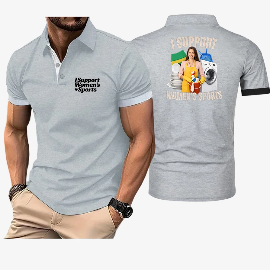 I Support Women's Sports Funny poloT shirt quick-drying breathable sweat-wicking shirt suitable for fitness gym and running
