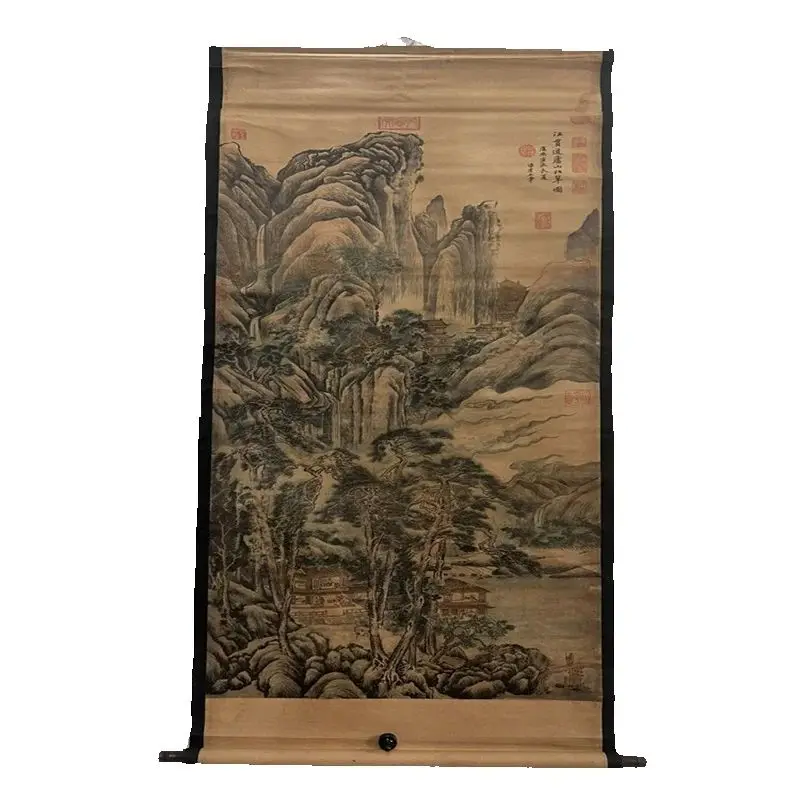China old Celebrity paintings-Wang Cui's Watercolor Landscape Painting Scroll Hanging paintings