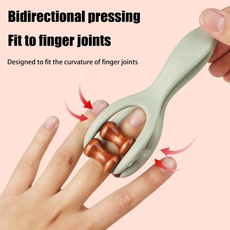 1Pc Finger Massage Roller With 360° Rollers Clip Solid Wood Design Finger Massager Acupressure Stick For Hand Meridian Relief