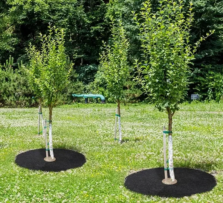 5 Stück Vliesstoff-Baummulchringe Unkrautbekämpfungsmatte Landschaftsgewebe Anti-Gras-Wurzelschutzbarriere Gartenpflanzenabdeckung 15-82cm – Detail 2