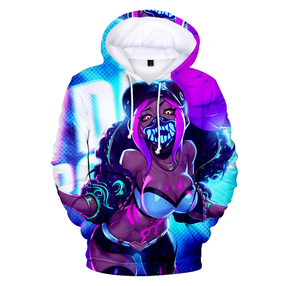 2023 Hot Game K/DA Group Kda The Baddest 3D Print Oversized Men Hoodie Pullovers Sweatshirts Ahri Akali Evelynn All Out Coats