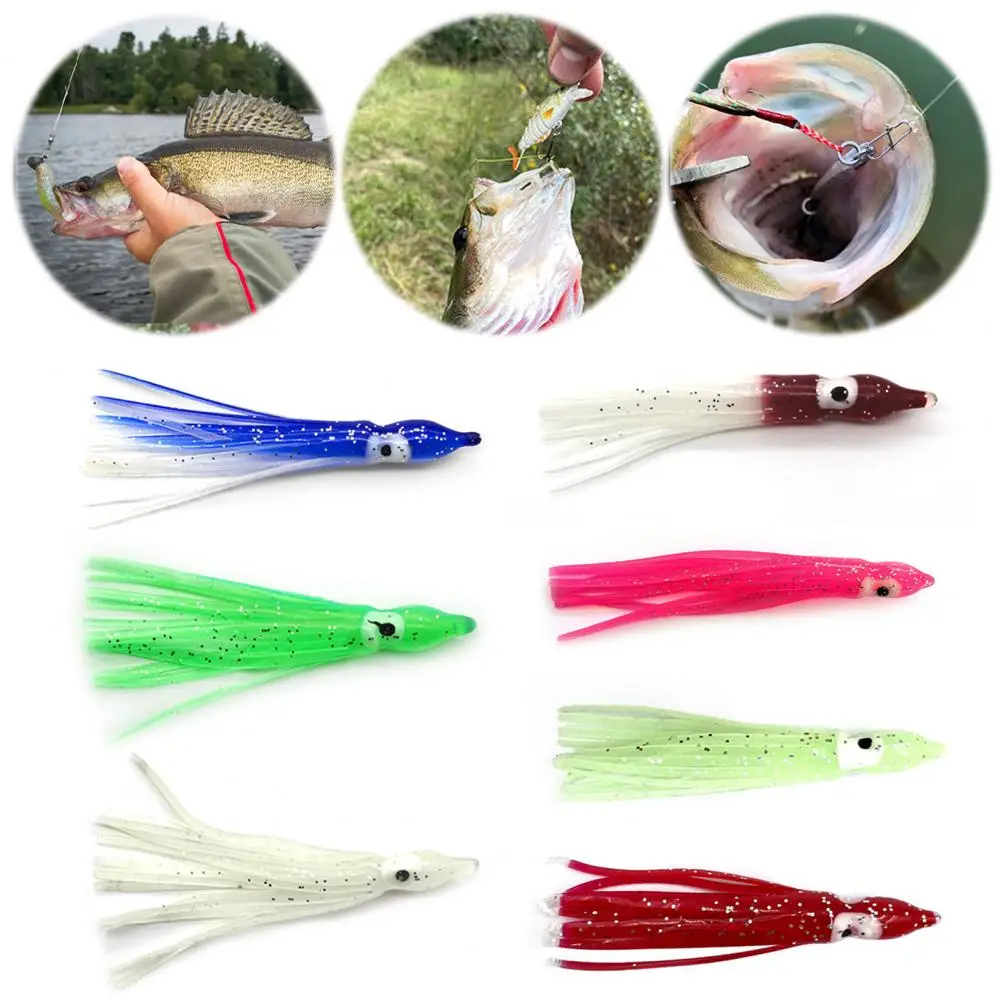 

Trolling Squid Skirt Lure 10pcs 9cm/2g Soft Squid Skirt Bait Realistic Silicone Trolling Fishing Lure Set Glow Octopus for Sea