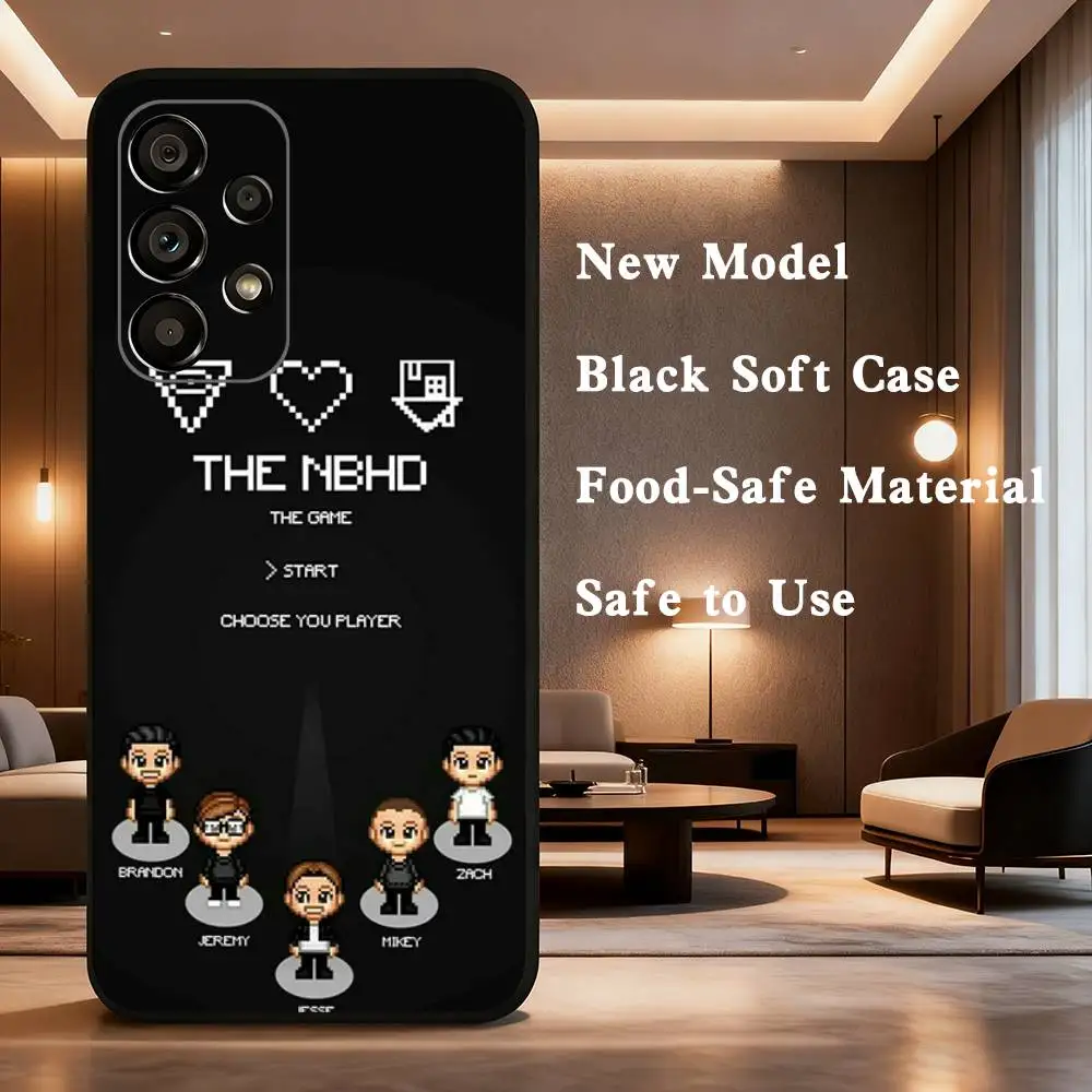 حافظة هاتف N- Neighborhood N-NBHD لهاتف سامسونج جالاكسي A73,31,32,72,41,53,52,71,22,5G,Note,J7,8,9 غطاء أسود ناعم