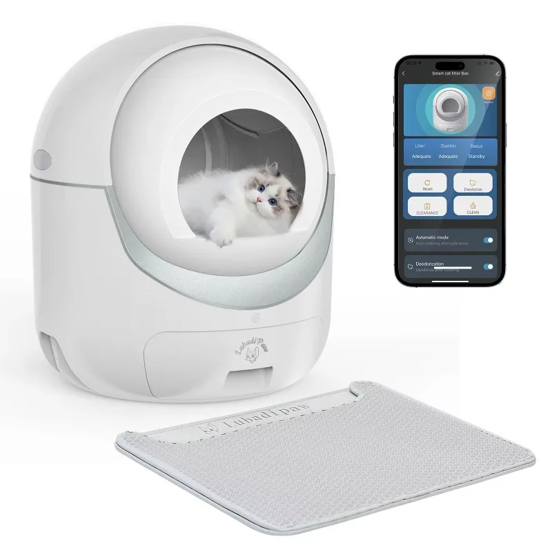 Smart Automatic Self-Cleaning Cat Litter Box APP-Controlled WiFi Enclosed for Multi-Cat Odor Control Easy Clean