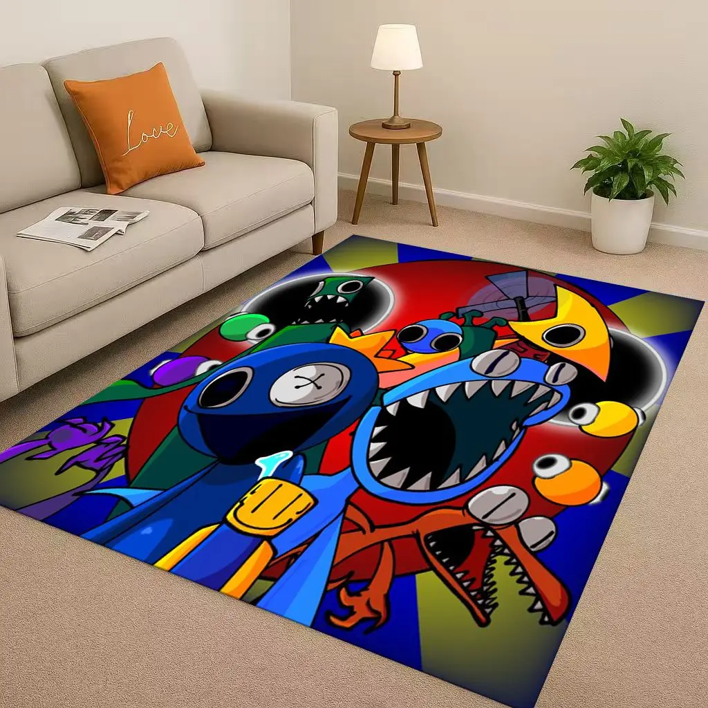 

3D R-Rainbow Friends Game Cartoon Living Room Non-Slip Area Rug Carpet for Bedroom Playroom Sofa,Easy Clean Home Decor Doormat