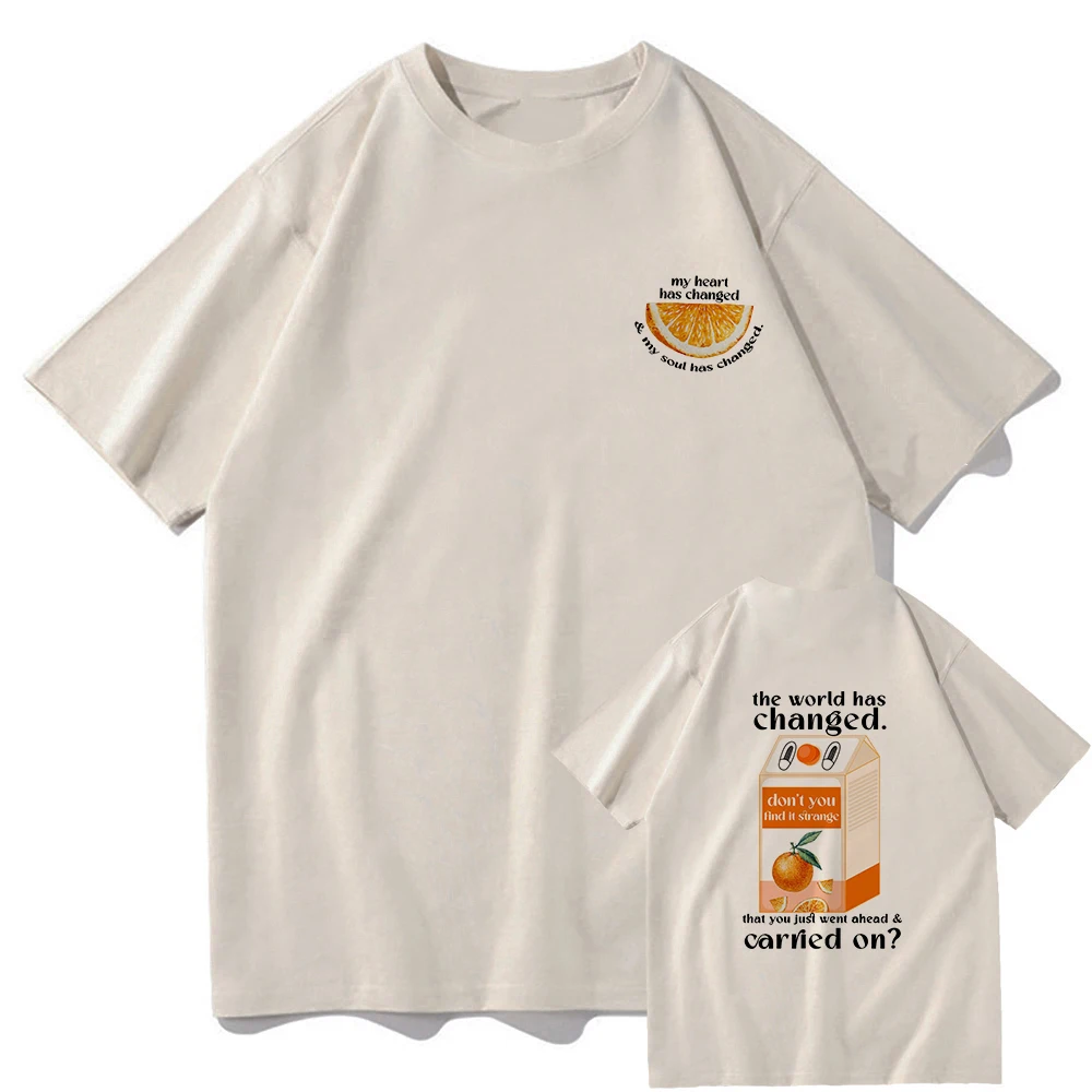 Noah Kahan Sticky Tour The World Has Changed Orange Juice T Shirt Men/women Clothing Harajuku Unisex Top Cotton Graphic T Shirts