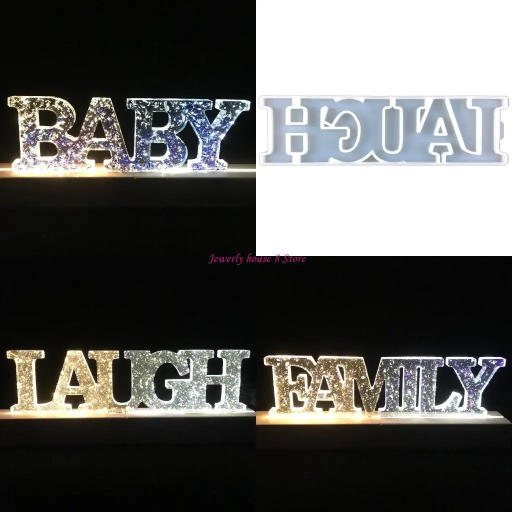 

Silicone Mold English Word Resin Mould Unique Epoxy Resin Word Sign Casting Molds for DIY Table Decorations Wall Art