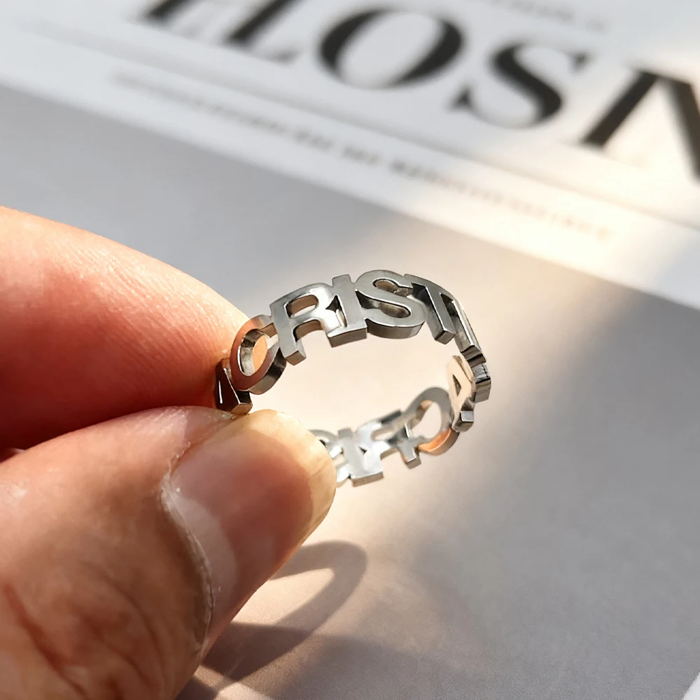 Personalized Stainless Steel Rings Initial Ring Women Men Double Name Ring Engagement Wedding Couple Gift Hotwife Jewelry