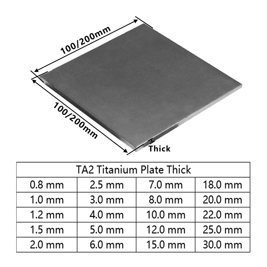 TA2 Titanium Sheet Plate 0.8-30mm Thickness 100x100/200x200 - High Precision CNC Machining, Corrosion Resistant for Machinery