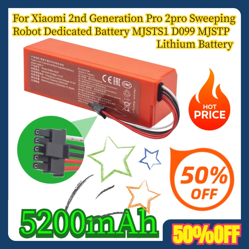 

5200mAh For Xiaomi 2nd Generation Pro 2pro Sweeping Robot Dedicated Battery MJSTS1 D099 MJSTP Lithium Battery
