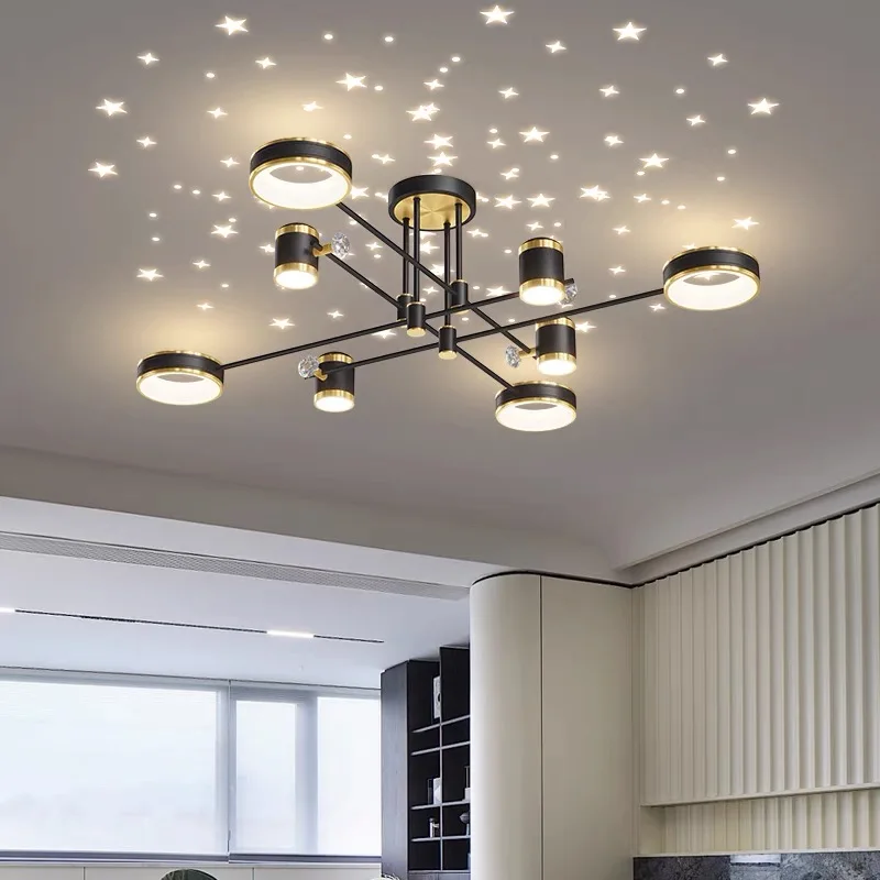 2024 Modern LED Chandelier For Living Room Bedroom Dining Room Kitchen Smart Remote Ceiling Pendant Light Indoor Decorative Lamp