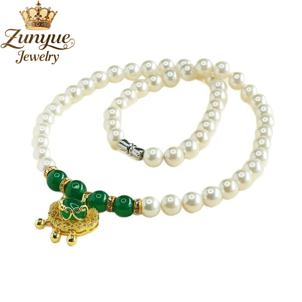 العقيق الأخضر الطبيعي Ruyi قفل قلادة و عقد من اللؤلؤ الأبيض جودة فاخرة مجوهرات الأزياء رائعة شعبية سحر هدية
