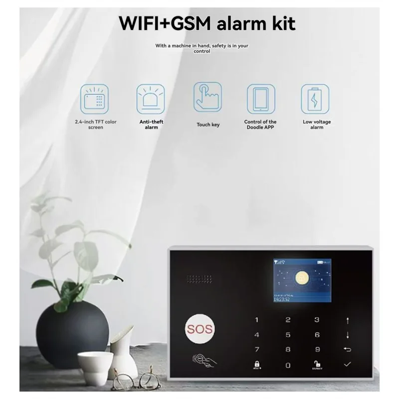 

【Hot-Sell】Wireless WIFI Tuya Smart Home Burglar Alarm Security System GSM+ 4G Anti-Theft Protection Alarm US Plug