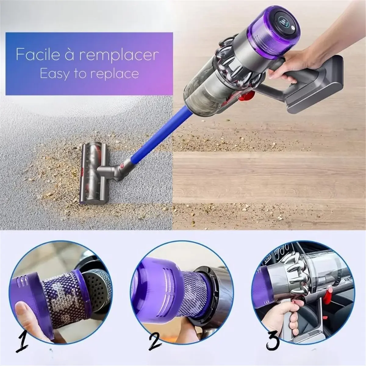 

V11 V15 Filter for V11 Animal/Absolute/Extra/Torque Drive/Complete Pro V15 Detect SV14 Vacuums, 970013-02&97001302