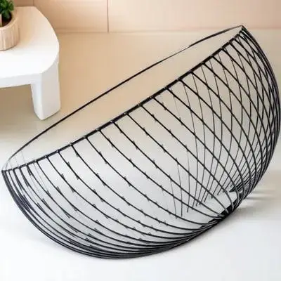 

1 шт. Металлическая корзина для хранения, круглая железная корзина для фруктов, черная, креативный органайзер для яиц, домашний органайзер для овощей и закусок