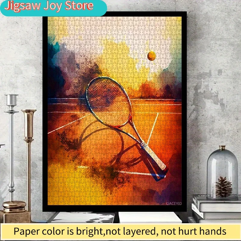 DIY Watercolor Tennis Racket Puzzle - High-Quality White Cardboard, Ideal for Family Bonding, Date Nights, Birthdays, and Hol