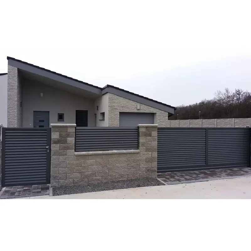 Modern Dark Gray Aluminum Louvered Fence Modern Design Powder Coated Slatted Privacy Aluminium Fencing & Louver