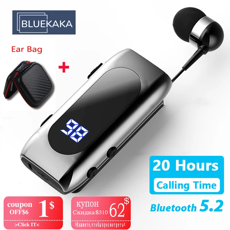 2022 K55 Earphone Bluetooth 5.2 with Wire Wireless Clip on Headphone  Call Remind Vibration Business Headset Handsfree Earbuds