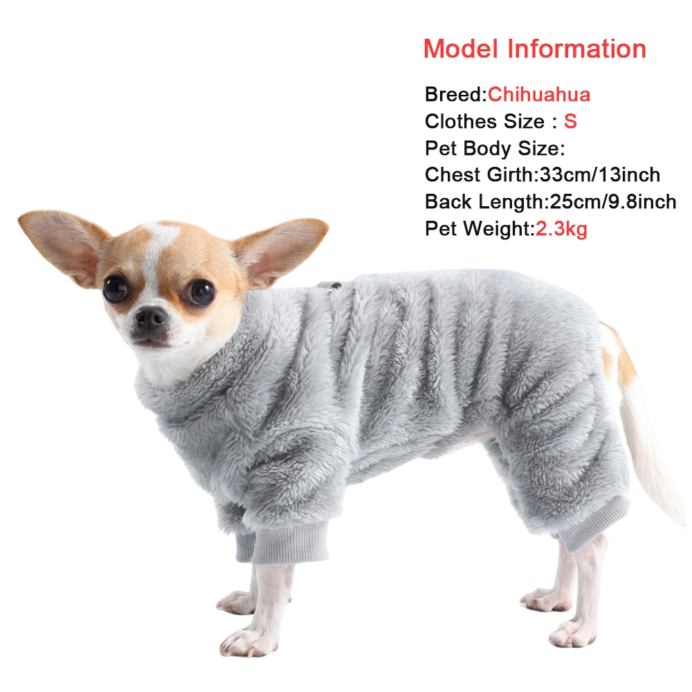 Winter Warme Haustierkleidung Weicher Flanell Hundeoverall Welpen Katzen Vierbeiner-Jacke Mantel für Kleine Mittelgroße Hunde Chihuahua Yorkie Outfit – Detail 1