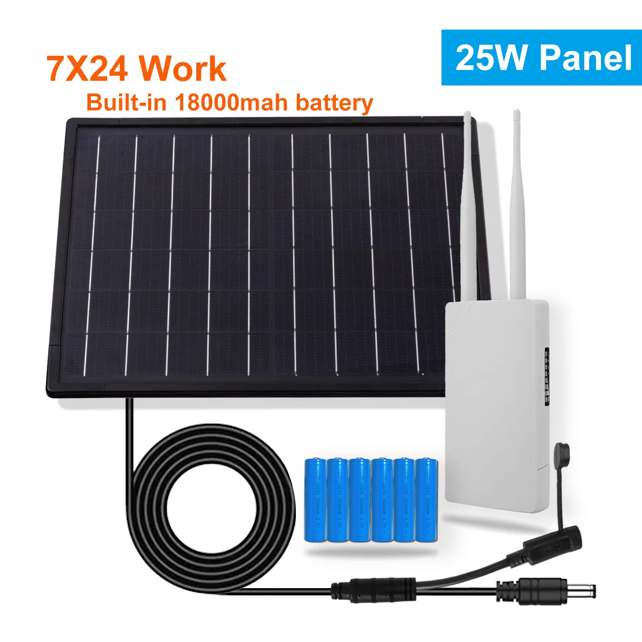 25w Panel słoneczny 4G Router 24/7 WIFI Zasilany z ładowaniem Bezprzewodowy wodoodporny zewnętrzny akumulator 18650 GSM 4G Karta Sim 3G CPE Kamera